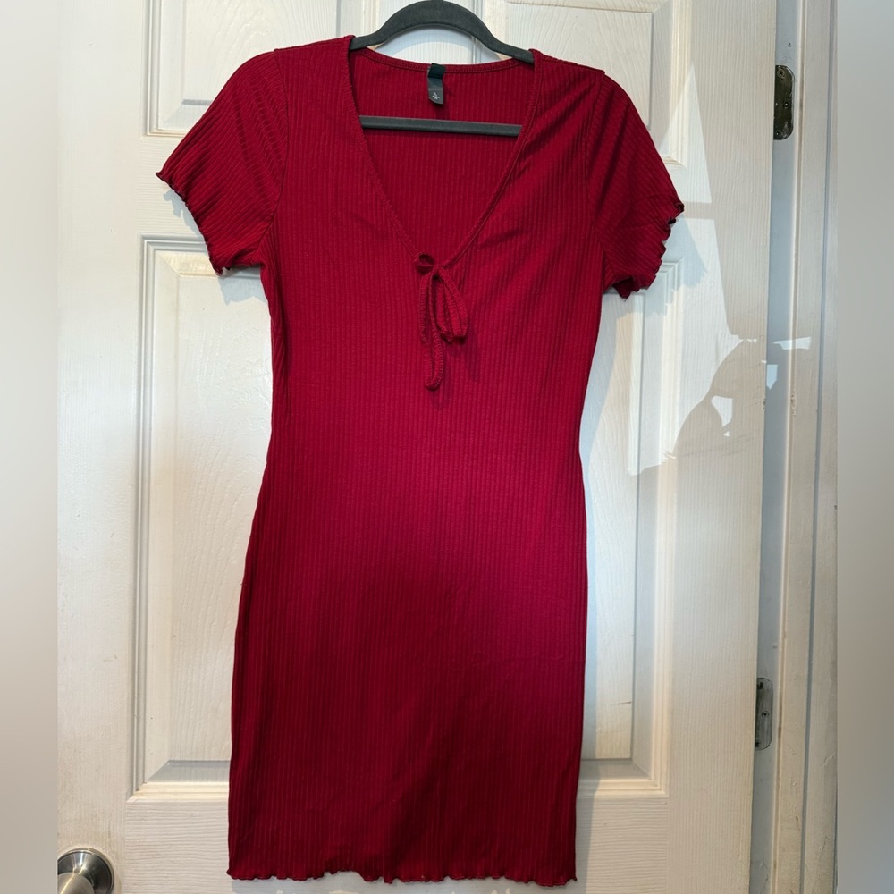 Boutique red V-Neck Dress large